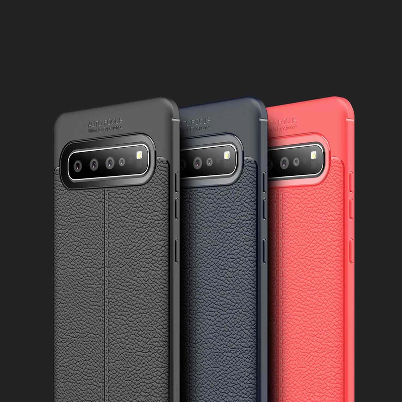 Cadorabo Hülle kompatibel mit Samsung Galaxy S10 5G Schutzhülle aus TPU Silikon mit edler Kunstleder-Applikation