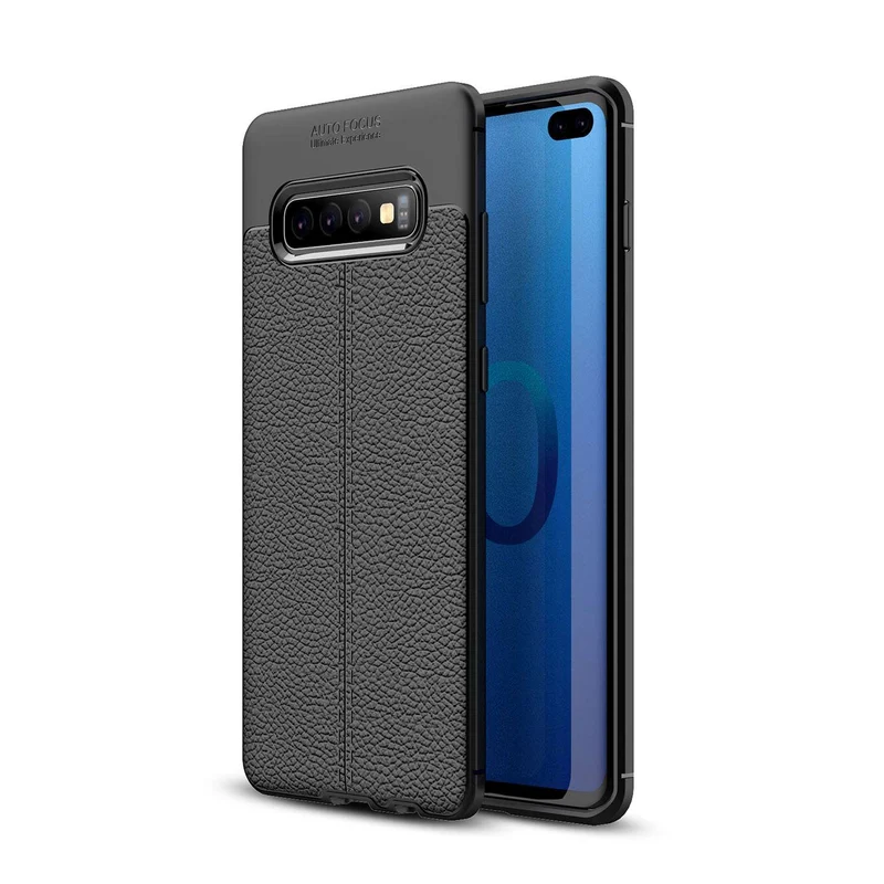 Cadorabo Hülle kompatibel mit Samsung Galaxy S10 4G Schutzhülle aus TPU Silikon mit edler Kunstleder-Applikation