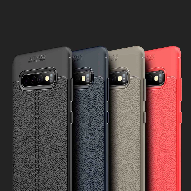 Cadorabo Hülle kompatibel mit Samsung Galaxy S10 4G Schutzhülle aus TPU Silikon mit edler Kunstleder-Applikation