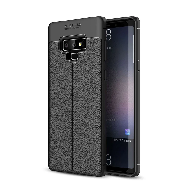 Cadorabo Hülle kompatibel mit Samsung Galaxy NOTE 9 Schutzhülle aus TPU Silikon mit edler Kunstleder-Applikation