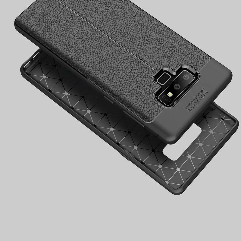 Cadorabo Hülle kompatibel mit Samsung Galaxy NOTE 9 Schutzhülle aus TPU Silikon mit edler Kunstleder-Applikation