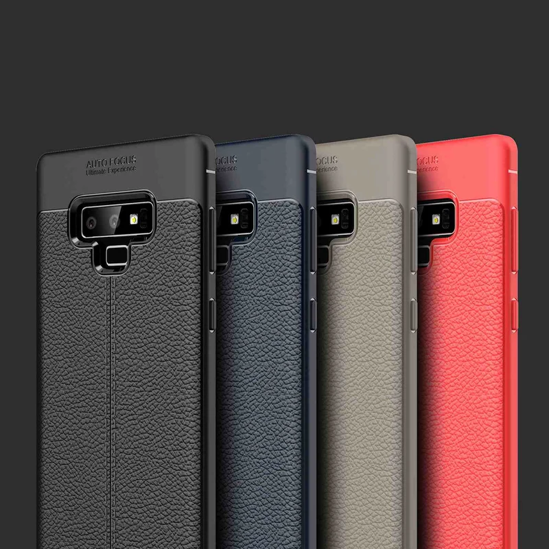 Cadorabo Hülle kompatibel mit Samsung Galaxy NOTE 9 Schutzhülle aus TPU Silikon mit edler Kunstleder-Applikation