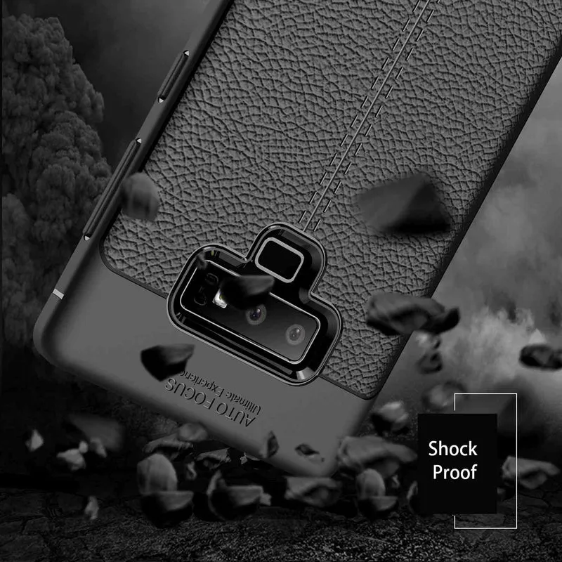 Cadorabo Hülle kompatibel mit Samsung Galaxy NOTE 9 Schutzhülle aus TPU Silikon mit edler Kunstleder-Applikation