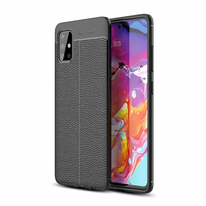 Cadorabo Hülle kompatibel mit Samsung Galaxy A71 4G Schutzhülle aus TPU Silikon mit edler Kunstleder-Applikation