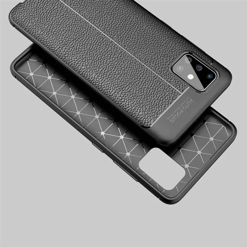 Cadorabo Hülle kompatibel mit Samsung Galaxy A71 4G Schutzhülle aus TPU Silikon mit edler Kunstleder-Applikation