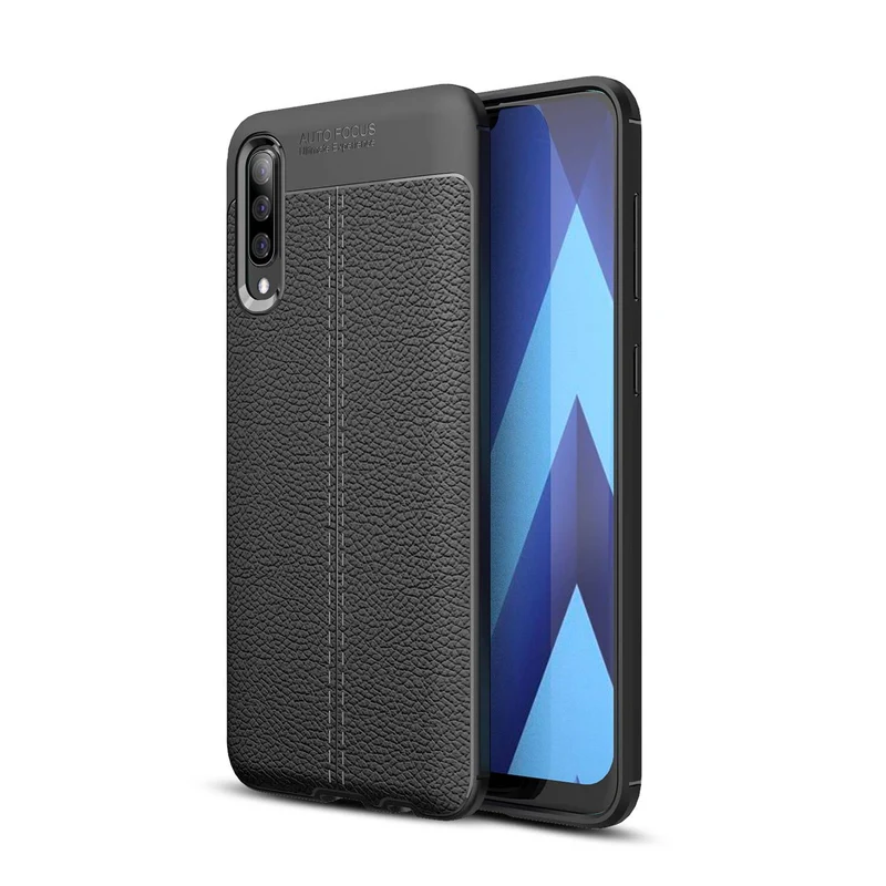Cadorabo Hülle kompatibel mit Samsung Galaxy A50 4G / A50s / A30s Schutzhülle aus TPU Silikon mit edler Kunstleder-Applikation