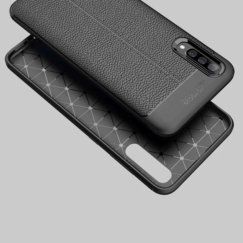 Cadorabo Hülle kompatibel mit Samsung Galaxy A50 4G / A50s / A30s Schutzhülle aus TPU Silikon mit edler Kunstleder-Applikation