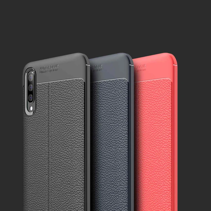 Cadorabo Hülle kompatibel mit Samsung Galaxy A50 4G / A50s / A30s Schutzhülle aus TPU Silikon mit edler Kunstleder-Applikation