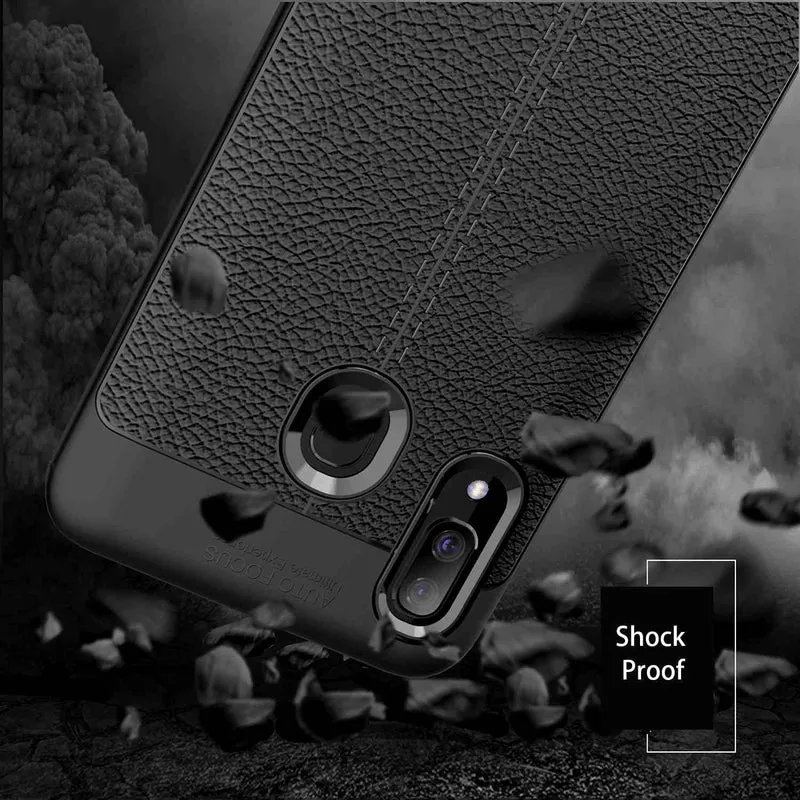 Cadorabo Hülle kompatibel mit Samsung Galaxy A40 Schutzhülle aus TPU Silikon mit edler Kunstleder-Applikation