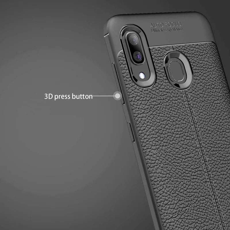 Cadorabo Hülle kompatibel mit Samsung Galaxy A40 Schutzhülle aus TPU Silikon mit edler Kunstleder-Applikation