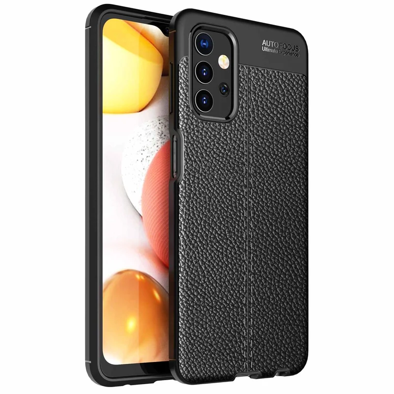 Cadorabo Hülle kompatibel mit Samsung Galaxy A32 5G Schutzhülle aus TPU Silikon mit edler Kunstleder-Applikation