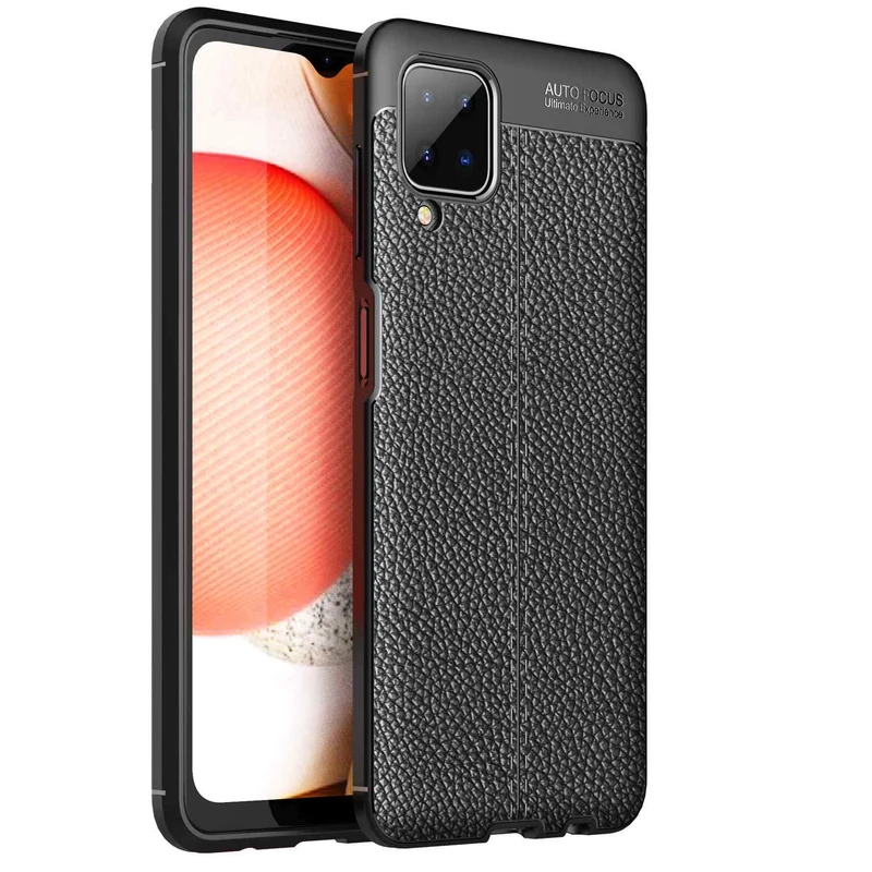Cadorabo Hülle kompatibel mit Samsung Galaxy A12 / M12 Schutzhülle aus TPU Silikon mit edler Kunstleder-Applikation