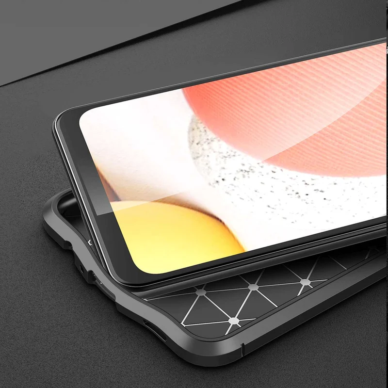 Cadorabo Hülle kompatibel mit Samsung Galaxy A12 / M12 Schutzhülle aus TPU Silikon mit edler Kunstleder-Applikation