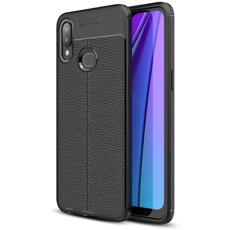 Cadorabo Hülle kompatibel mit Samsung Galaxy A10s / M01s Schutzhülle aus TPU Silikon mit edler Kunstleder-Applikation