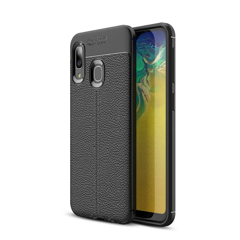 Cadorabo Hülle kompatibel mit Samsung Galaxy A10e / A20e Schutzhülle aus TPU Silikon mit edler Kunstleder-Applikation