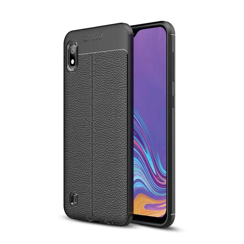 Cadorabo Hülle kompatibel mit Samsung Galaxy A10 / M10 Schutzhülle aus TPU Silikon mit edler Kunstleder-Applikation