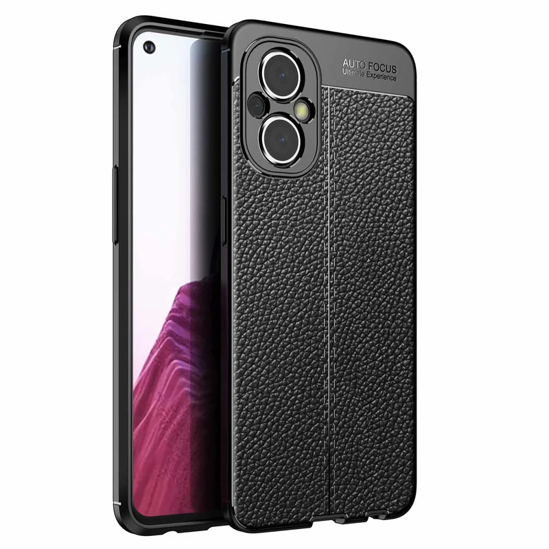 Cadorabo Hülle kompatibel mit OnePlus Nord N200 Schutzhülle aus TPU Silikon mit edler Kunstleder-Applikation
