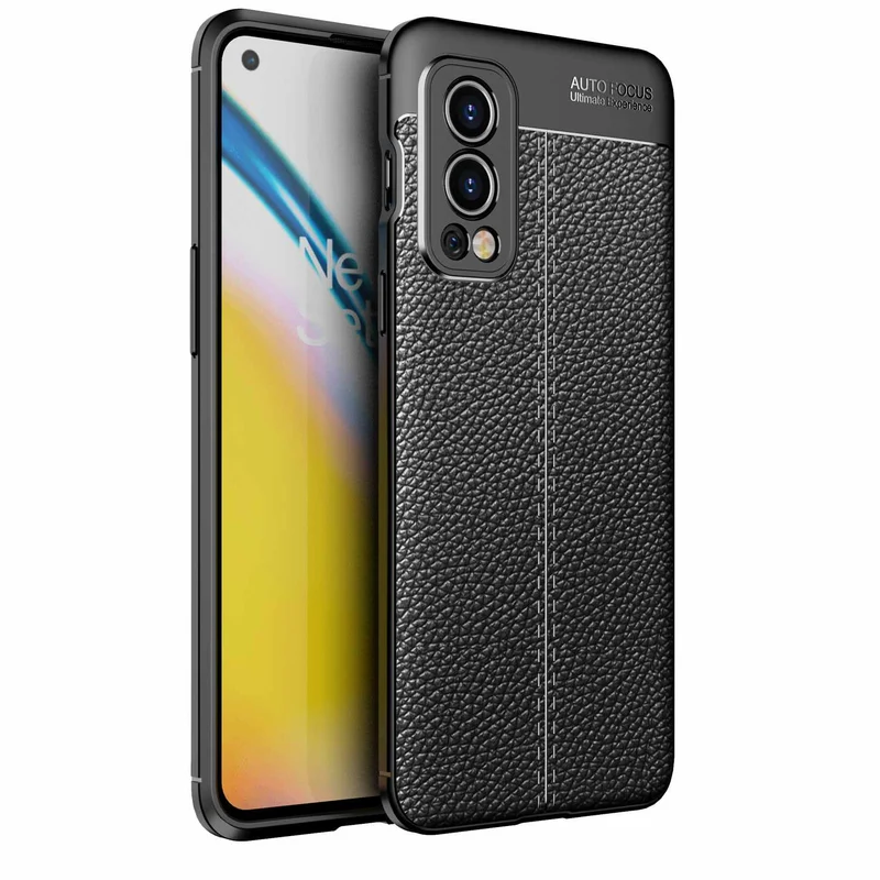 Cadorabo Hülle kompatibel mit OnePlus Nord 2 Schutzhülle aus TPU Silikon mit edler Kunstleder-Applikation