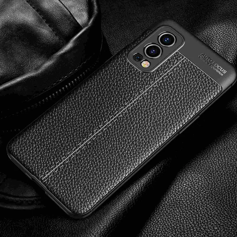 Cadorabo Hülle kompatibel mit OnePlus Nord 2 Schutzhülle aus TPU Silikon mit edler Kunstleder-Applikation