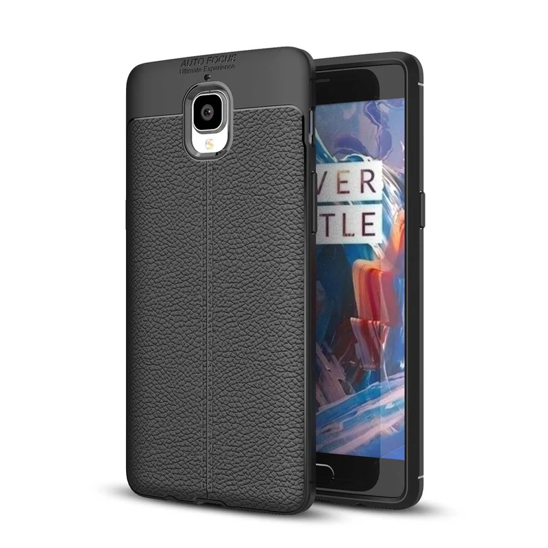 Cadorabo Hülle kompatibel mit OnePlus 3 / 3T Schutzhülle aus TPU Silikon mit edler Kunstleder-Applikation