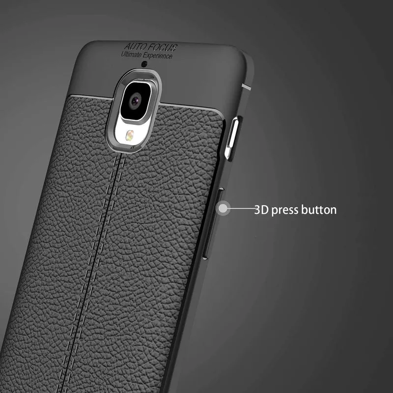 Cadorabo Hülle kompatibel mit OnePlus 3 / 3T Schutzhülle aus TPU Silikon mit edler Kunstleder-Applikation