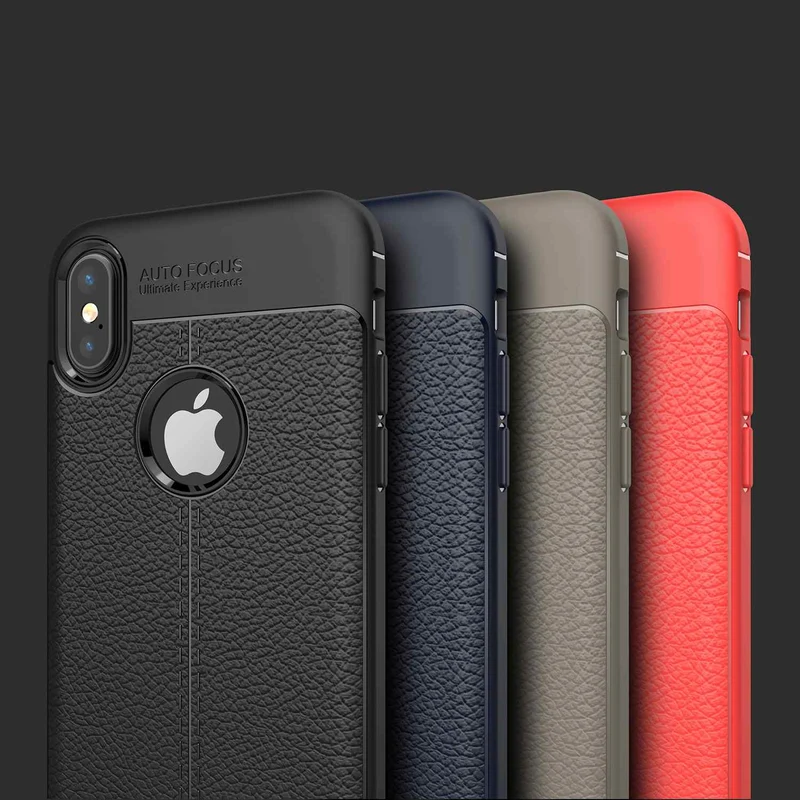 Cadorabo Hülle kompatibel mit Apple iPhone X / XS Schutzhülle aus TPU Silikon mit edler Kunstleder-Applikation