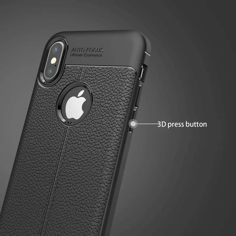 Cadorabo Hülle kompatibel mit Apple iPhone X / XS Schutzhülle aus TPU Silikon mit edler Kunstleder-Applikation