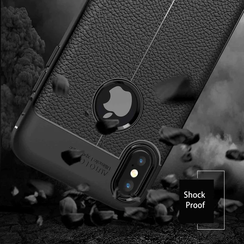 Cadorabo Hülle kompatibel mit Apple iPhone X / XS Schutzhülle aus TPU Silikon mit edler Kunstleder-Applikation