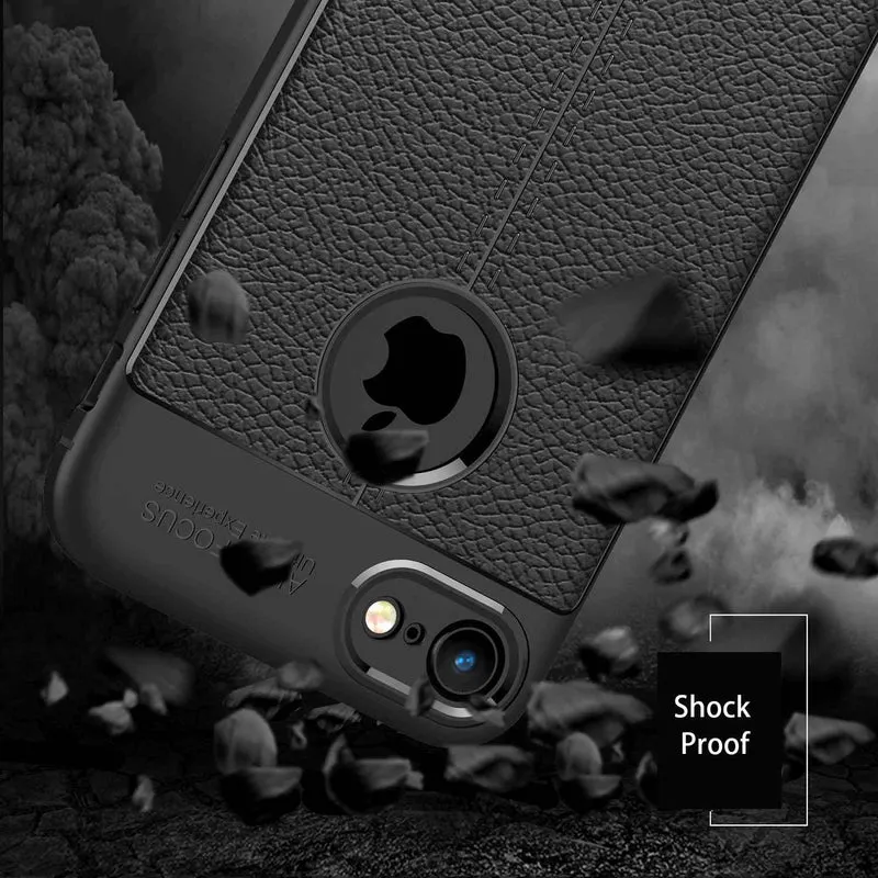 Cadorabo Hülle kompatibel mit Apple iPhone 7 / 7S / 8 / SE 2020 Schutzhülle aus TPU Silikon mit edler Kunstleder-Applikation