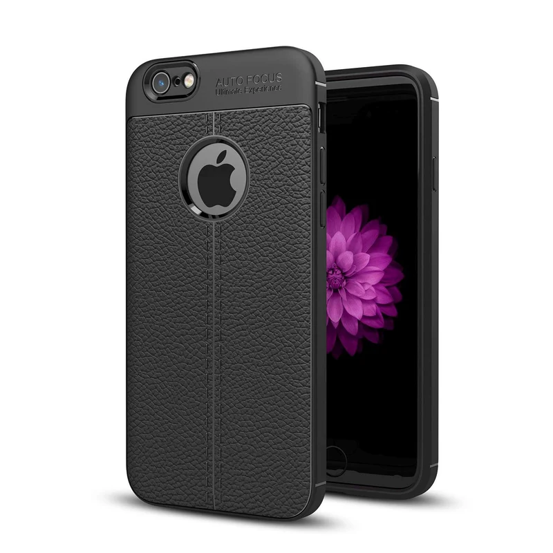 Cadorabo Hülle kompatibel mit Apple iPhone 6 / 6S Schutzhülle aus TPU Silikon mit edler Kunstleder-Applikation