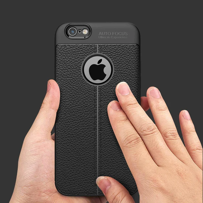 Cadorabo Hülle kompatibel mit Apple iPhone 6 / 6S Schutzhülle aus TPU Silikon mit edler Kunstleder-Applikation