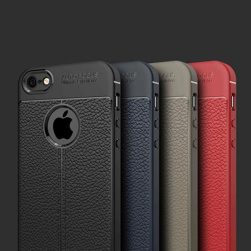 Cadorabo Hülle kompatibel mit Apple iPhone 5 / 5S / SE 2016 Schutzhülle aus TPU Silikon mit edler Kunstleder-Applikation