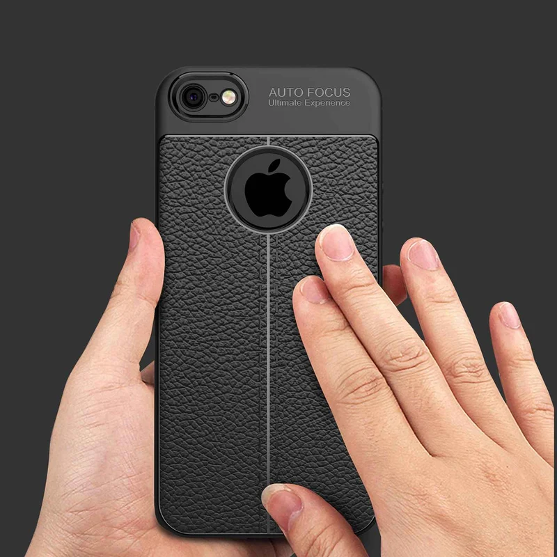 Cadorabo Hülle kompatibel mit Apple iPhone 5 / 5S / SE 2016 Schutzhülle aus TPU Silikon mit edler Kunstleder-Applikation
