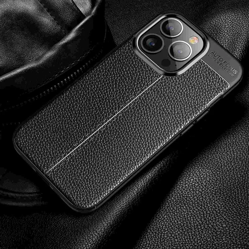 Cadorabo Hülle kompatibel mit Apple iPhone 13 PRO MAX Schutzhülle aus TPU Silikon mit edler Kunstleder-Applikation