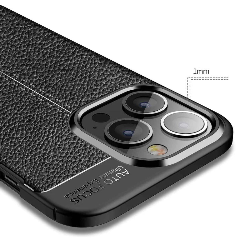 Cadorabo Hülle kompatibel mit Apple iPhone 13 PRO MAX Schutzhülle aus TPU Silikon mit edler Kunstleder-Applikation