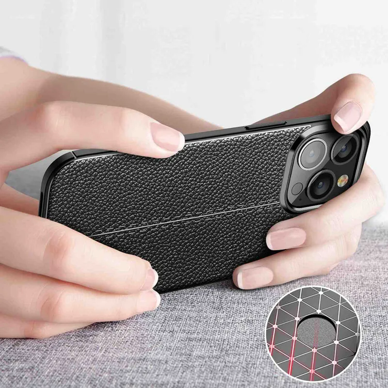 Cadorabo Hülle kompatibel mit Apple iPhone 13 PRO Schutzhülle aus TPU Silikon mit edler Kunstleder-Applikation