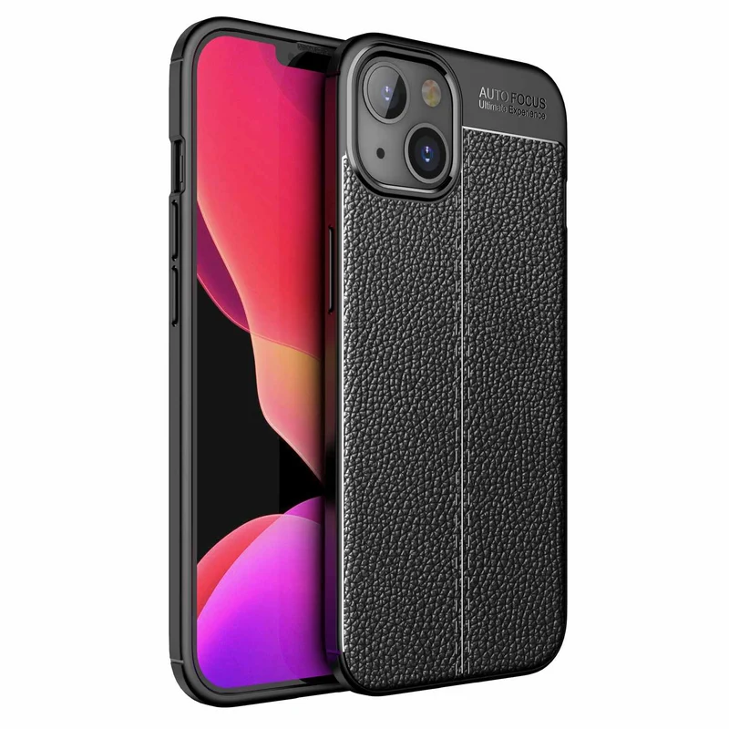 Cadorabo Hülle kompatibel mit Apple iPhone 13 MINI Schutzhülle aus TPU Silikon mit edler Kunstleder-Applikation