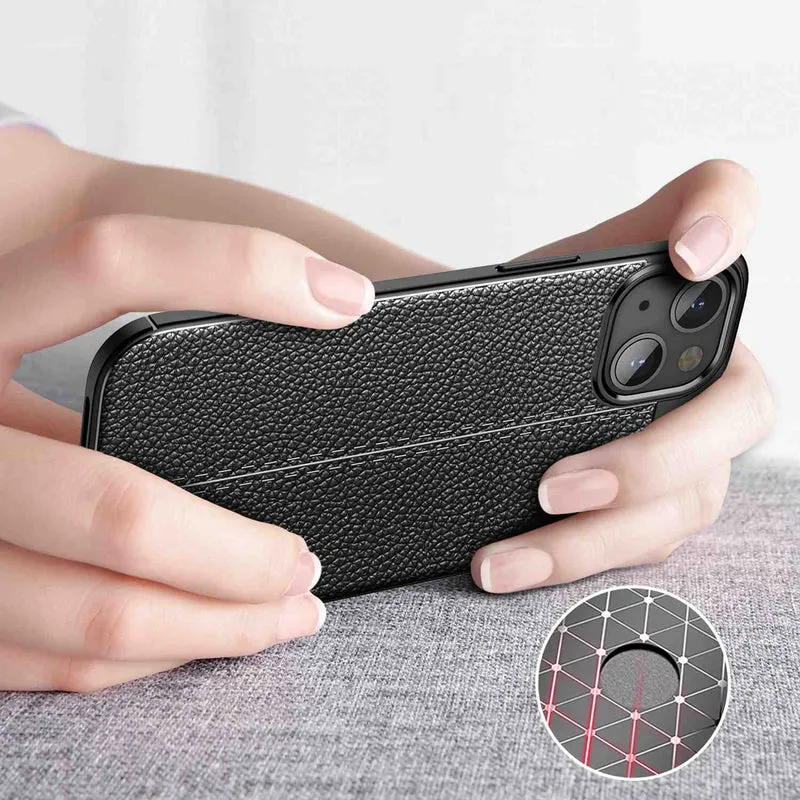 Cadorabo Hülle kompatibel mit Apple iPhone 13 MINI Schutzhülle aus TPU Silikon mit edler Kunstleder-Applikation
