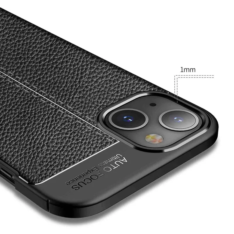 Cadorabo Hülle kompatibel mit Apple iPhone 13 MINI Schutzhülle aus TPU Silikon mit edler Kunstleder-Applikation
