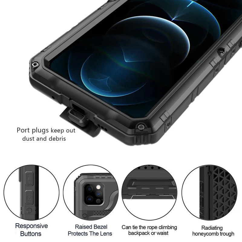 Cadorabo Hülle kompatibel mit Apple iPhone 12 PRO Robuster 360° Rundumschutz mit Displayschutz - Stoßfeste Outdoor Heavy Duty Schutzhülle