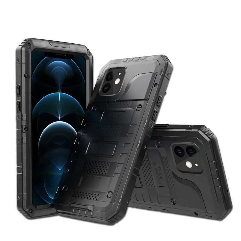 Cadorabo Hülle kompatibel mit Apple iPhone 12 Robuster 360° Rundumschutz mit Displayschutz - Stoßfeste Outdoor Heavy Duty Schutzhülle