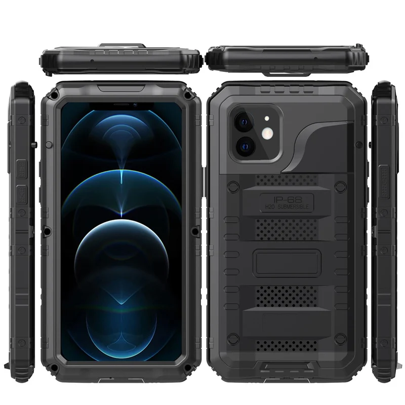 Cadorabo Hülle kompatibel mit Apple iPhone 12 Robuster 360° Rundumschutz mit Displayschutz - Stoßfeste Outdoor Heavy Duty Schutzhülle