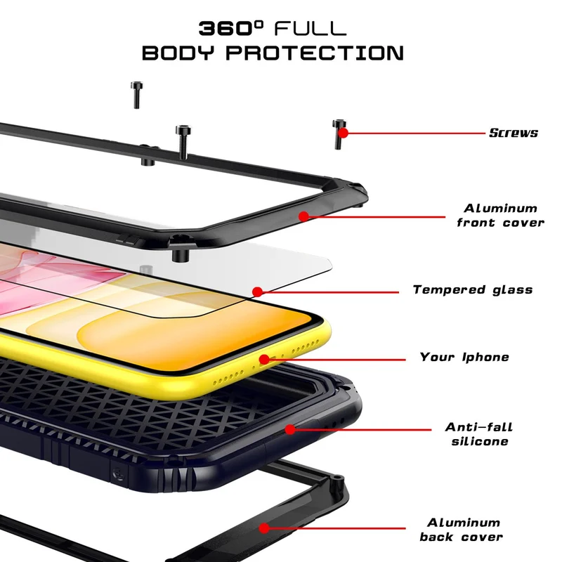 Cadorabo Hülle kompatibel mit Apple iPhone 11 Robuster 360° Rundumschutz mit Displayschutz - Stoßfeste Outdoor Heavy Duty Schutzhülle