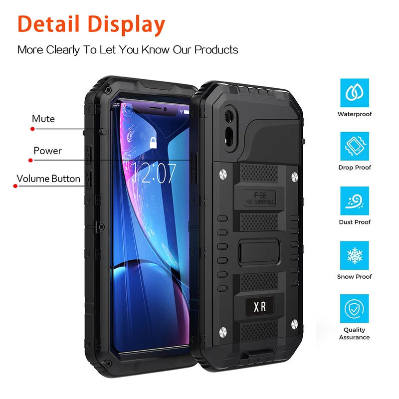 Cadorabo Hülle kompatibel mit Apple iPhone XR Robuster 360° Rundumschutz mit Displayschutz - Stoßfeste Outdoor Heavy Duty Schutzhülle