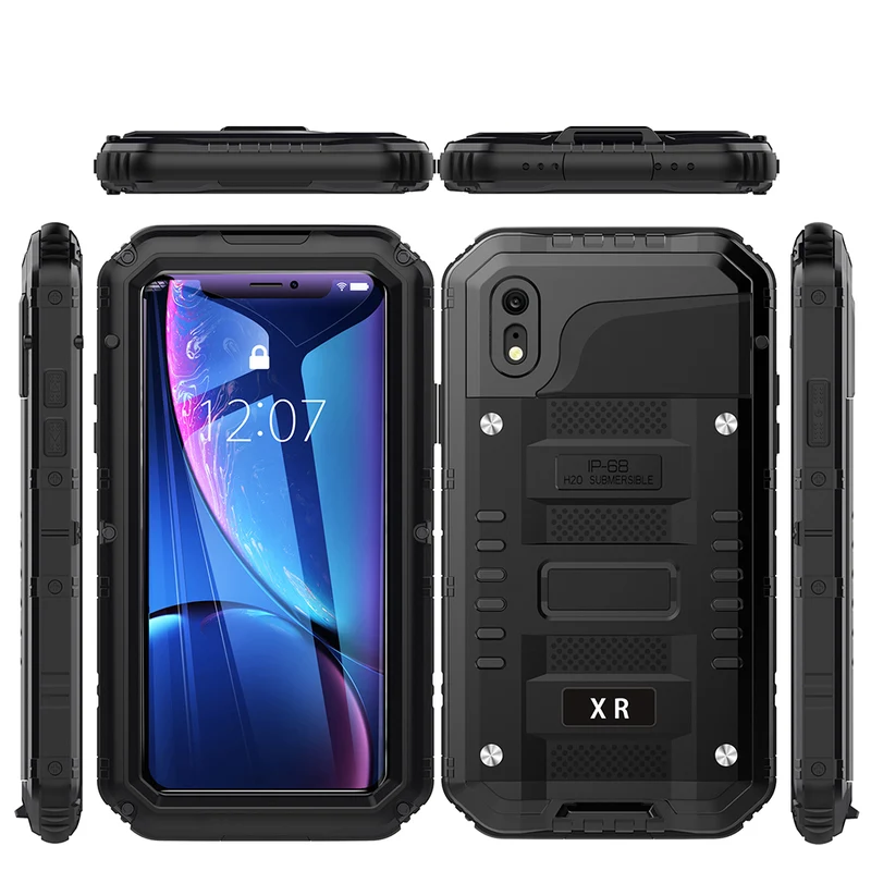 Cadorabo Hülle kompatibel mit Apple iPhone XR Robuster 360° Rundumschutz mit Displayschutz - Stoßfeste Outdoor Heavy Duty Schutzhülle