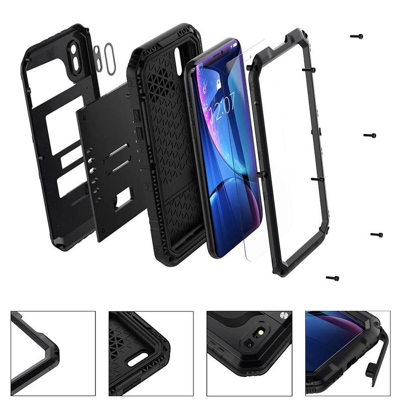 Cadorabo Hülle kompatibel mit Apple iPhone XR Robuster 360° Rundumschutz mit Displayschutz - Stoßfeste Outdoor Heavy Duty Schutzhülle