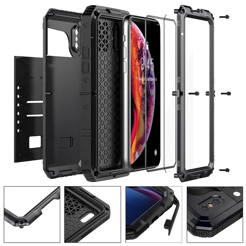 Cadorabo Hülle kompatibel mit Apple iPhone X / XS Robuster 360° Rundumschutz mit Displayschutz - Stoßfeste Outdoor Heavy Duty Schutzhülle