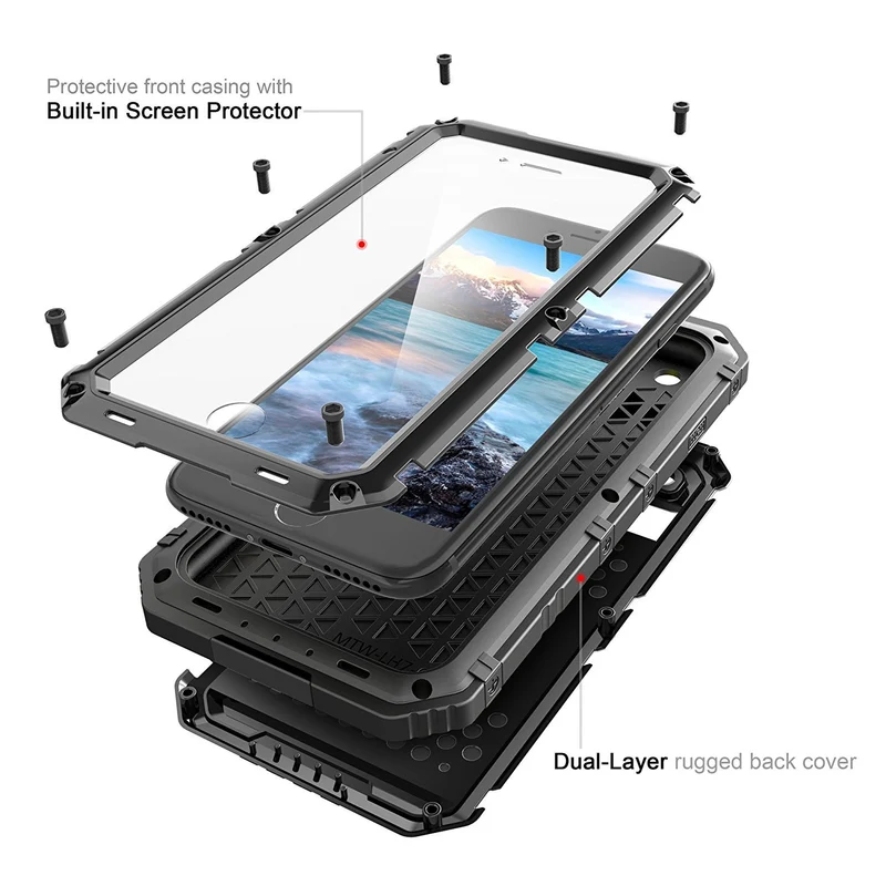 Cadorabo Hülle kompatibel mit Apple iPhone 7 / 7S Robuster 360° Rundumschutz mit Displayschutz - Stoßfeste Outdoor Heavy Duty Schutzhülle