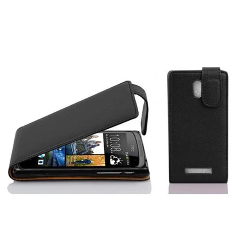 Cadorabo Hülle kompatibel mit HTC Desire 500 Schutzhülle im Flip Design aus strukturiertem Kunstleder