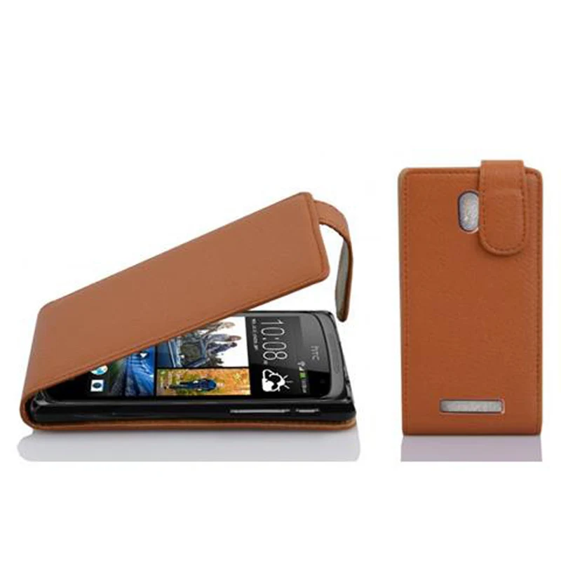 Cadorabo Hülle kompatibel mit HTC Desire 500 Schutzhülle im Flip Design aus strukturiertem Kunstleder
